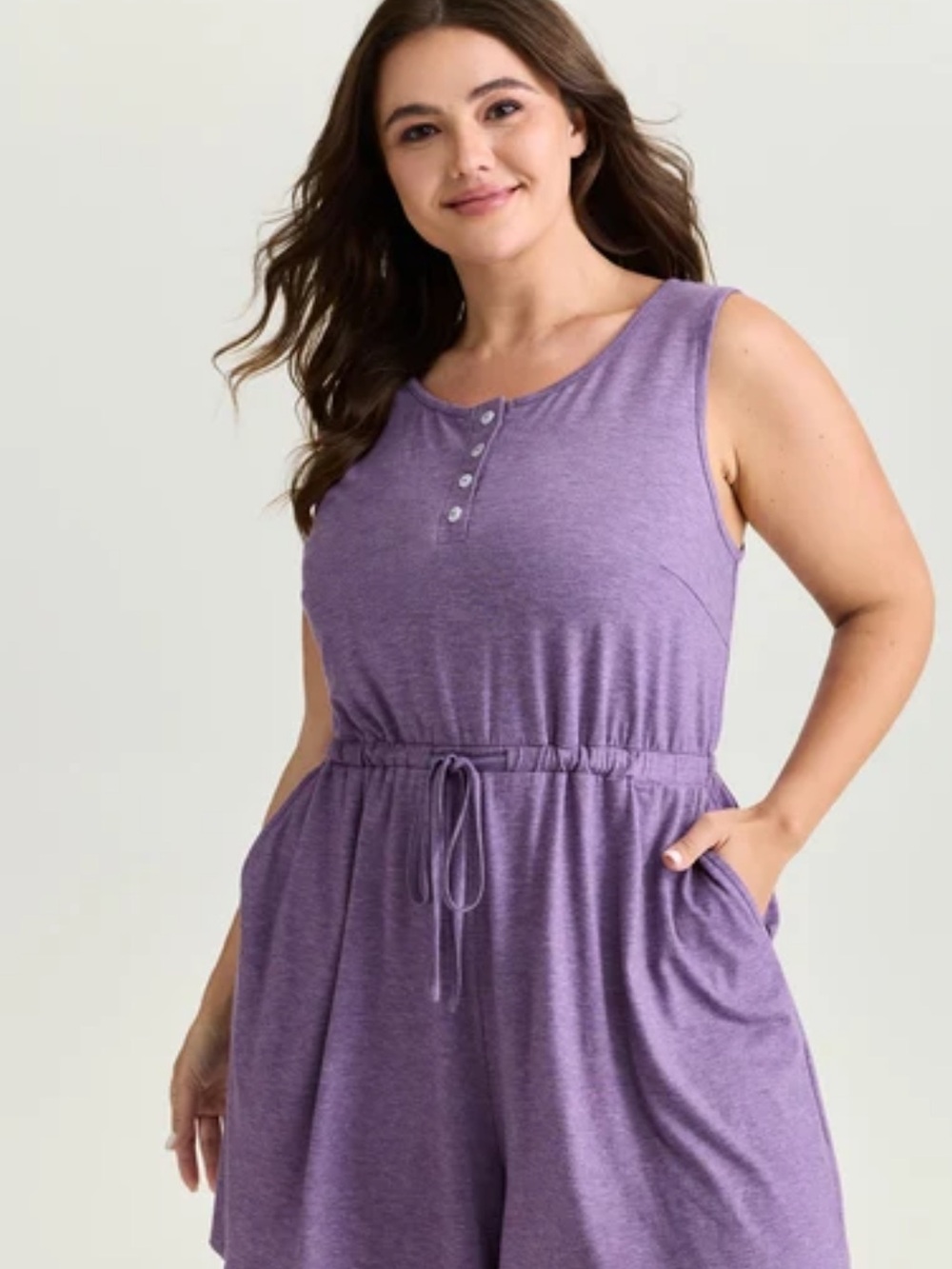 BloomChic Lavender-Purple Sleeveless Drawstring Romper